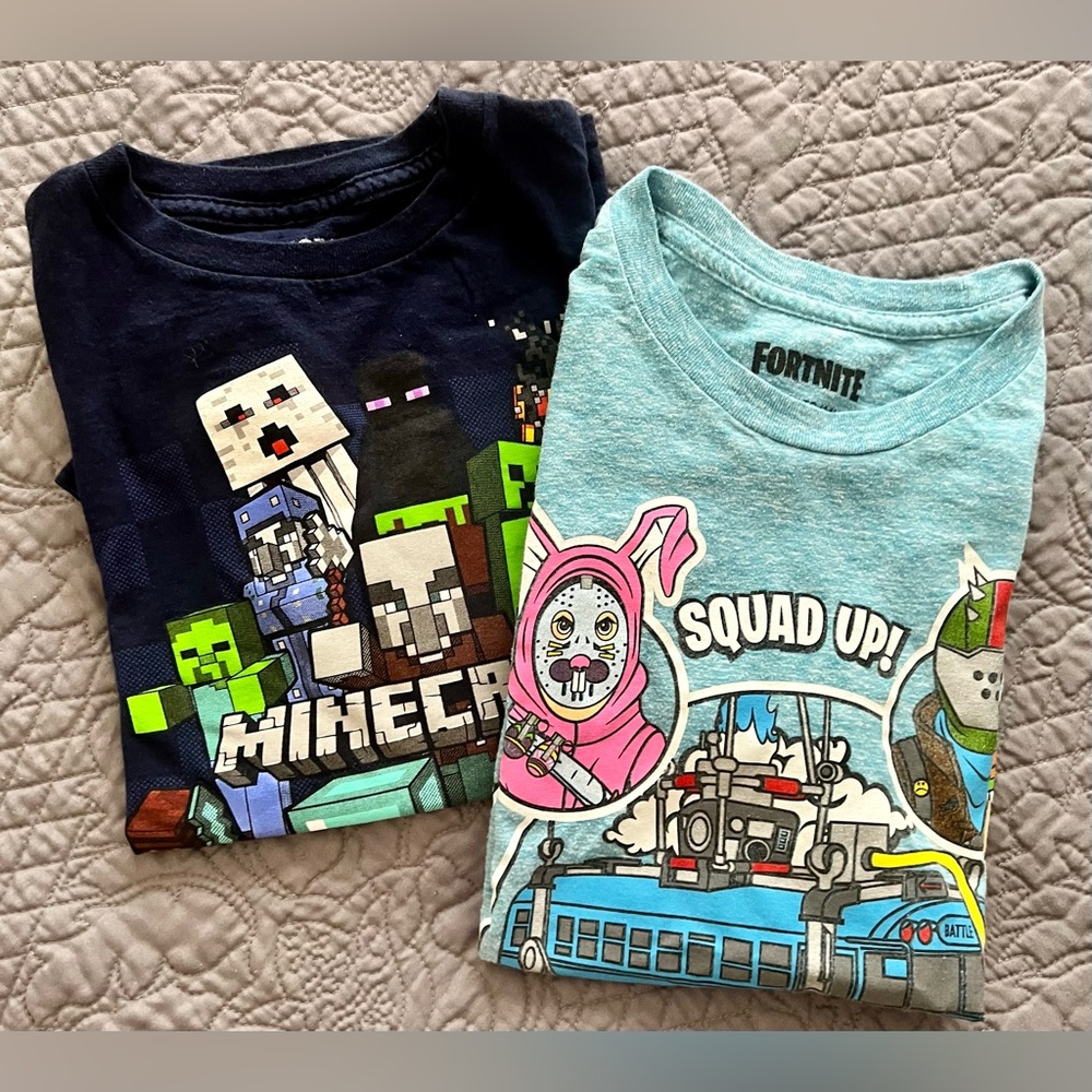 Kids XL Fortnite and Roblox shirts